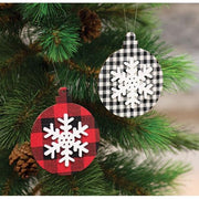 Black/White Plaid Snowflake Ornament Ball