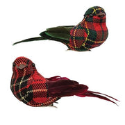 Christmas Plaid Bird Clip Ornament  (2 Count Assortment)