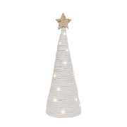 White Yarn Christmas Tree with LED Lights - Large