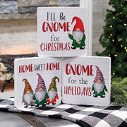 Gnome For Christmas Wood Block  (3 Count Assortment)