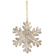 Rustic Wood Grain Snowflake Ornament - 5"