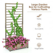 Raised Garden Bed with Trellis for Climbing Plants - Color: Gray