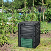 80-Gallon Outdoor Composter with Large Openable Lid and Bottom Exit Door-Green - Color: Green