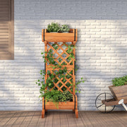 2-Tier Wooden Raised Garden Bed with Trellis-Orange - Color: Orange