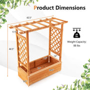 Raised Garden Bed with Trellis or Climbing Plant and Pot Hanging-Natural - Color: Natural