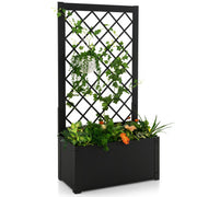 49 Inch Metal Raised Garden Bed with Trellis-Black - Color: Black