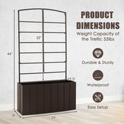 44 Inch Metal Raised Garden Bed with Trellis for Garden