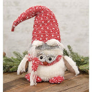 Sitting Plush Owl with Red Hat