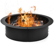 36 inch Round Steel Fire Pit Ring Line for Outdoor Backyard - Color: Black