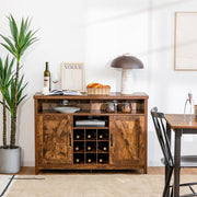 Farmhouse Sideboard with Detachable Wine Rack and Cabinets-Rustic Brown - Color: Rustic Brown