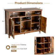 Farmhouse Sideboard with Detachable Wine Rack and Cabinets-Rustic Brown - Color: Rustic Brown