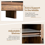 Farmhouse Sideboard with Detachable Wine Rack and Cabinets-Rustic Brown - Color: Rustic Brown