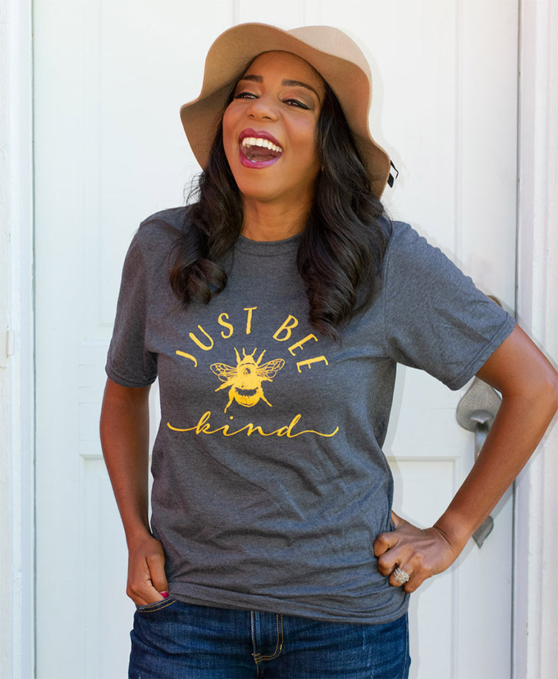 Just Bee Kind T-Shirt, Heather Dark Grey, XL
