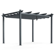 10 x 12 Feet Outdoor Aluminum Retractable Pergola Canopy Shelter Grape Trellis-Gray - Color: Gray