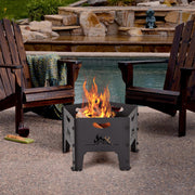 19 Inches Collapsible Portable Plug Fire Pit with Storage Bag - Color: Black