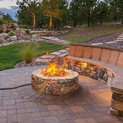28 Inch Propane Gas Fire Pit Outdoor 40 000 BTU Stone-Brown - Color: Brown