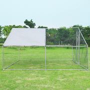 13 x 13 Feet Walk-in Chicken Coop with Waterproof Cover for Outdoor Backyard Farm