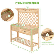 Wood Raised Garden Bed with Trellis - Color: Natural