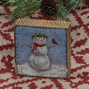 Vintage Snow Woman & Cardinal Block