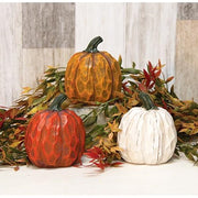 Resin Carved Look Pumpkin - 4"  (3 Count Assortment)
