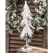 White Glittered Pinecone Tree 12"