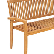 Stacking Patio Bench with Cushion 62.6" Solid Teak Wood