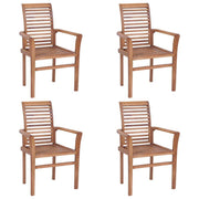 Dining Chairs 4 pcs with Taupe Cushions Solid Teak Wood