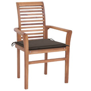 Dining Chairs 6 pcs with Taupe Cushions Solid Teak Wood