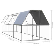 Outdoor Chicken Cage 6.6'x26.2'x6.6'Galvanized Steel