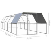 Outdoor Chicken Cage 9.8'x32.8'x6.6'Galvanized Steel