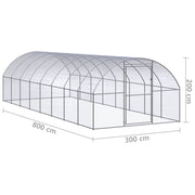 Outdoor Chicken Coop 9.8'x26.2'x6.6'Galvanized Steel