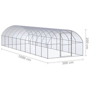 Outdoor Chicken Coop 9.8'x32.8'x6.6'Galvanized Steel