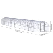 Outdoor Chicken Coop 9.8'x65.6'x6.6'Galvanized Steel