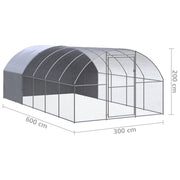Outdoor Chicken Coop 9.8'x19.7'x6.6'Galvanized Steel