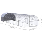 Outdoor Chicken Coop 9.8'x39.4'x6.6'Galvanized Steel