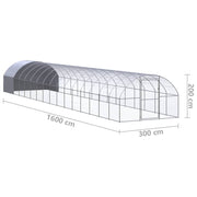 Outdoor Chicken Coop 9.8'x52.5'x6.6'Galvanized Steel