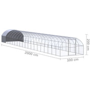 Outdoor Chicken Coop 9.8'x65.6'x6.6'Galvanized Steel