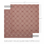 Custom House Burgundy Tan Jacquard Table Topper 42x42