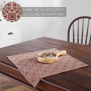 Custom House Burgundy Tan Jacquard Table Topper 20x20