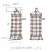 Annie Buffalo Check Portabella Button Loop Tea Towel Set of 3