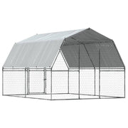 Dog Cage with Roof and Door Silver Galvanized Steel