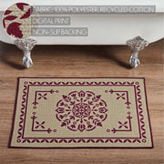 Custom House Burgundy Tan Jacquard Polyester Bathmat 20x30