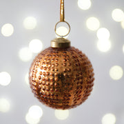 Hobnail Mercury Glass Ornament - Copper - Box of 4