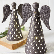 Set of Two Pressed Tin Tabletop Angels