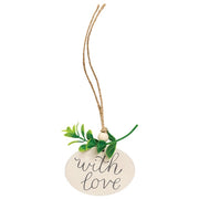 Wooden Oval Floral Love Tag  (4 Count Assortment)