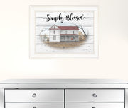 Simply Blessed Farmhouse White Framed Print Wall Art