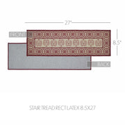Custom House Burgundy Tan Jacquard Polyester Stair Tread Rect Latex 8.5x27