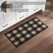 Black Check Polyester Rug Rect 17x36