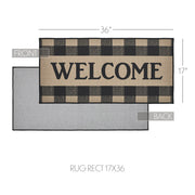 Black Check Welcome Polyester Rug Rect 17x36