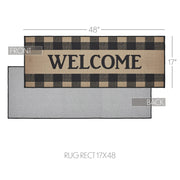 Black Check Welcome Polyester Rug Rect 17x48
